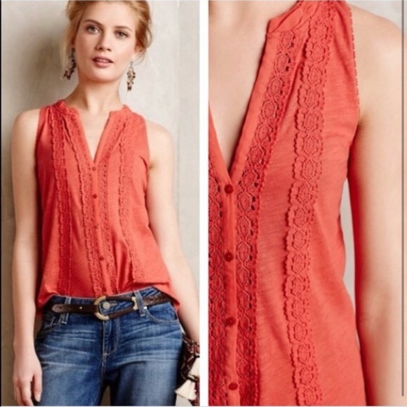 ANTHROPOLOGIE Meadow Rue Jenson Lace Swiss Dot Tank Tee Top Size XS - Picture 1 of 11